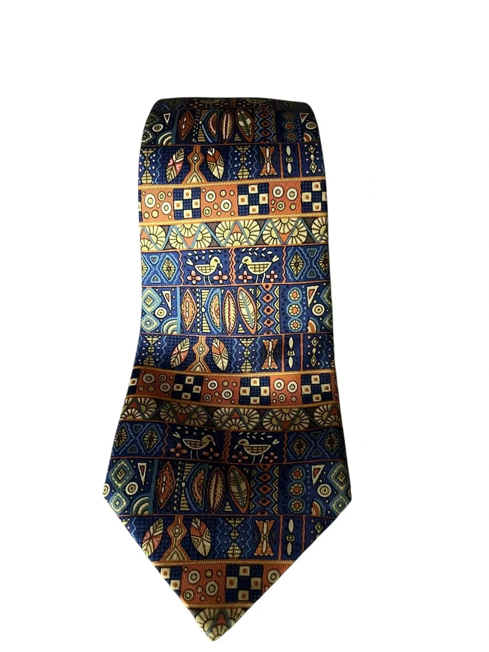 Hermes Blue and orange Patterned Silk Tie